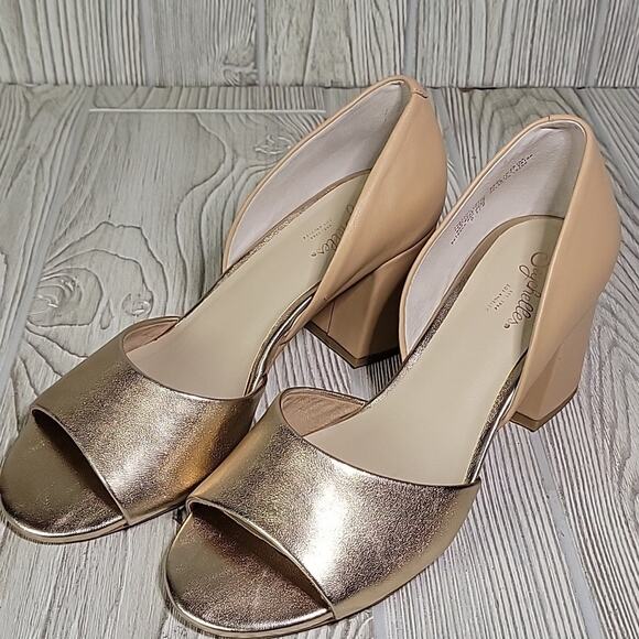 Seychelles Shabby Chic Rose Gold Peep Toe Sandals Heels Womens Size 6.5 NEW - Picture 12 of 13